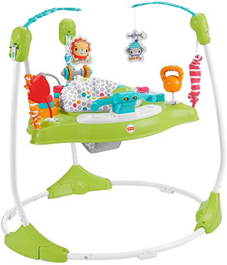 Fisher-Price Fitness Fun Folding Jumperoo – Gym-Themed Infant Activity Center with Adjustable Bouncing Seat, Lights, Music and Interactive Toys