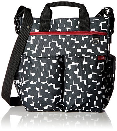 Skip Hop Duo Signature Carry All Travel Diaper Bag Tote with Multipockets, One Size, Black White Cubes