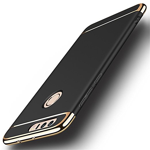 Honor 8 case , LWGON 3 In 1 Ultra Thin and Slim Hard Case Shockproof Electroplate Frame with Coated Non Slip Matte Surface for Huawei Honor 8 (Black)