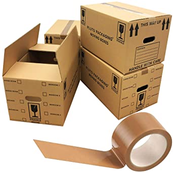 10 Quality Strong 47cm x 31.5cm x 25cm 44 litres Packing Shipping House Moving Double Wall Cardboard Boxes With Tape