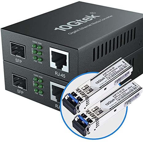 a Pair of 1.25G Media Converters(kit #2), SFP slot, with a SFP module, SMF, 1310-nm, 20-km