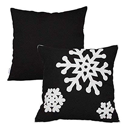 E.life Soft Square Cotton Throw Pillow Case Cushion Cover 18x18" (1 Pair, Black)