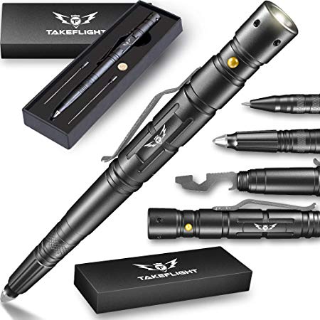 Tactical Pen for Self-Defense   LED Tactical Flashlight, Bottle Opener, Window Breaker | Multi-Tool for Everyday Carry (EDC) Survival Gear | For Military, Police, SWAT | Gift Boxed   Extra Ink