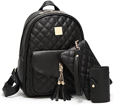 I IHAYNER Women's Simple Design Fashion Quilted Casual Backpack Leather Backpack for Women