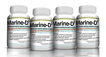 Marine-D3 340mg Anti-Aging Dietary Supplement with Vitamin D3, Omega 3 Fish Oil and DHA by Marine Essentials (240 Soft Gel Caps)