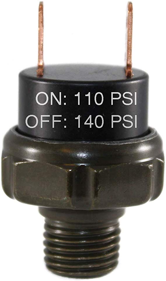 CompStudio 110-140 PSI Air Pressure Switch Tank Mount Type Thread 1/4" NPT 12V/24V for Train/Air Horn