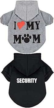 2 Pieces Pet Clothes Puppy Hoodie Sweater Dog Pullover Sweater I Love My Mom Dog Sweatshirt Warm Sweater (S, Black and Grey)