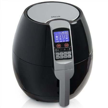 DELLA© 1500W Multifunction Electric Air Fryer LED Display 8-Cooking Setting, Build-In Timer, Black