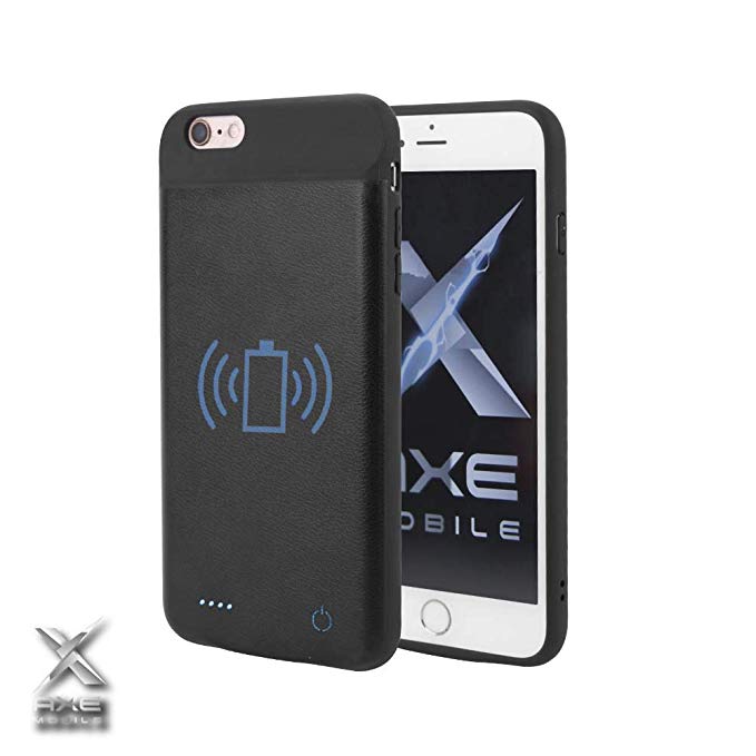 Axe Mobile - iPhone Qi Wireless Battery Charging Case, 2600/3800/4000 mAh for iPhone 6/7/8/X and 6/7/8 Plus, Portable Wireless Charging Case Extended Battery Pack (iPhone 6/6s (2600 mAh))