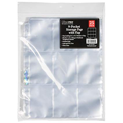 Ultra PRO 9-Pocket Storage Page with Secure Flap 25ct. Pack for 8.5'' x 11'' Album