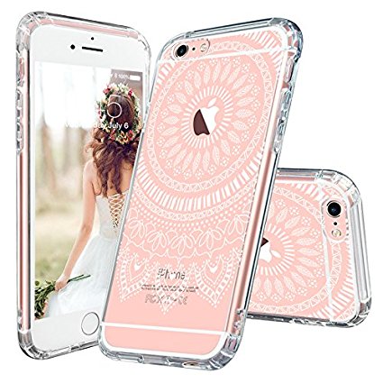 iPhone 6 Case, iPhone 6 Cover, MOSNOVO White Floral Henna Mandala Clear Design Printed Transparent Plastic Hard Case with Soft TPU Bumper Gel Protective Back Cover for Apple iPhone 6/6s (4.7 Inch)