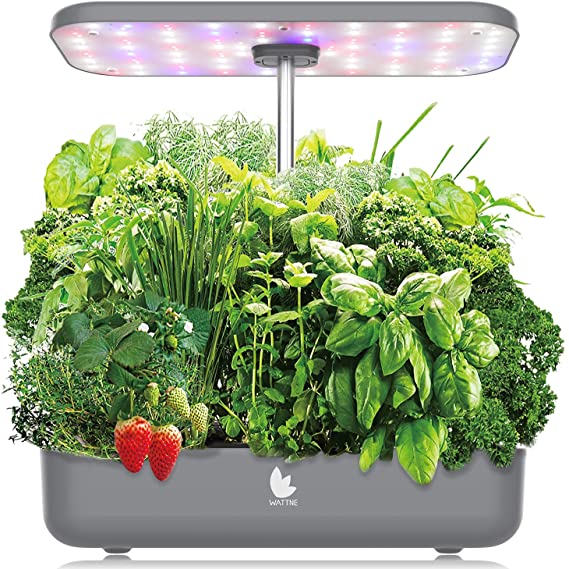 Wattne 12 Pods Hydroponics Growing System with LED Grow Light for Home Kitchen, Adjustable (8-19 inches) Height, Automatic Timer Germination Kit for Vegetables & Fruits