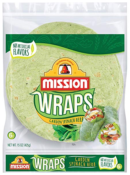 Mission Garden Spinach Herb Wraps | Soft Veggie Wraps | Trans Fat Free | 6 Count