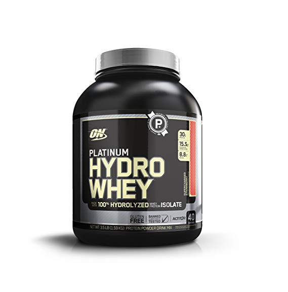 Optimum Nutrition Hydro Whey Whey Protein Powder Isolate with Essential Amino Acids, Glutamine, and BCAA by ON - Super Strawberry 40 servings, 1.59kg