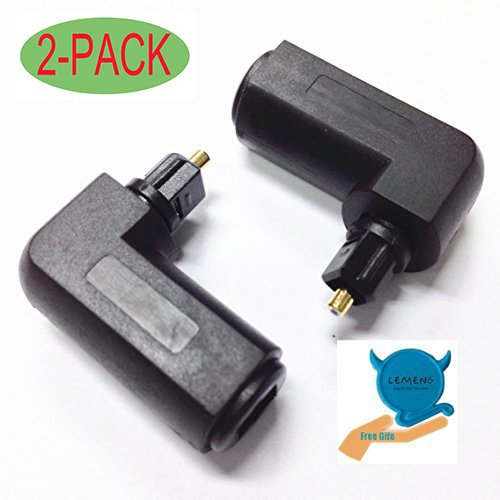 Lemeng 2-PACK Toslink 90 Degree Digital Optical Audio Cable Adapter Male to Female