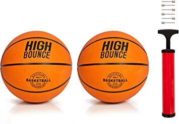 High Bounce Traditional Basketball Official Size Set of 2 Including Pump & Needles