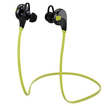 Qy7 Mini Sport Bluetooth Headset In-ear Wireless Earphones HiFi Stereo Headphone Running Neckband Earbuds for iPhone Samsung(Green)