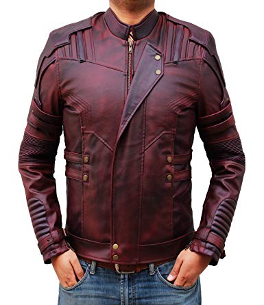Star Lord Leather Jacket Men's - Chris Pratt Costume Maroon Motorcycle Jacket