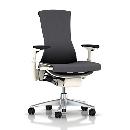 Herman Miller Embody Chair: Fully Adj Arms - White Frame/Titanium Base - Standard Carpet Casters