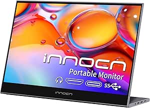 INNOCN 15.6" Portable Monitor for Laptop USB C External Second Screen with Foldable Stand, Ultra Slim Travel Second Monitor for Laptop MacBook Phone PS4 Switch Xbox Mini PC