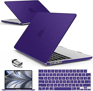 IBENZER Compatible with 2024 2023 2022 MacBook Air 13 inch Case M3 A3113 M2 A2681, HardShell Case & KeyboardCover & ScreenFilm & Type-C Adapter for Mac Air 13.6, Ultra Purple, AT13-KK-UAPU 2TC