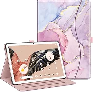 Fintie Case for Google Pixel Tablet 11 Inch 2023 Release, Multi-Angle Viewing Protective Stand Cover with Pocket & Pencil Holder Compatible with Charging Speaker Dock, Glittering Marble