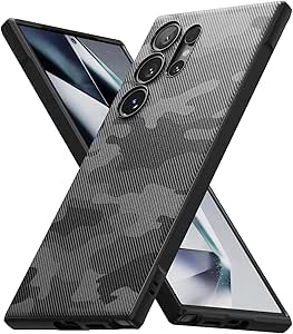 Ringke Onyx Case Kompatibel mit Samsung Galaxy S24 Ultra Hülle 6,8 Zoll (2024), rutschfeste Flexibel TPU Kratzfeste Dünne Handyhülle mit Design Muster - Camo Black