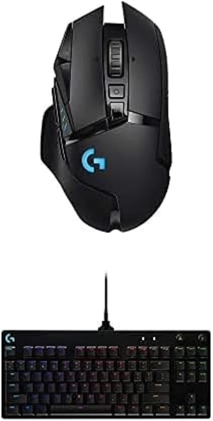 Logitech G PRO Mechanical Gaming Keyboard, Ultra Portable Tenkeyless Design, Detachable Micro USB Cable & G502 Lightspeed Wireless Gaming Mouse with Hero 25K Sensor, PowerPlay Compatible, Black