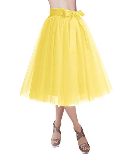 DRESSTELLS Knee Length Tulle Skirt Tutu Skirt Evening Party Gown Prom Formal Skirts