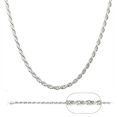 925 Sterling Silver Italian 2.8 MM Diamond Cut Rope Chain Sturdy Necklace Strong - Lobster Claw Clasp