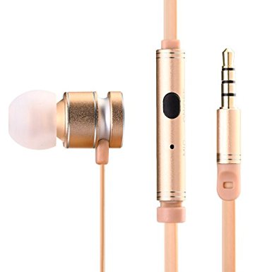 BENWIS epm200 3.5mm Wired Noise Isolation Stereo In-Ear Earbuds with Build-In Microphone, Noodle Cable with Remote Control Earphones(Gold)