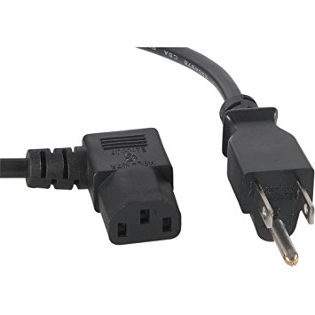 Parts Express IEC 10 ft. Right Angle AC Power Cord Black 18/3