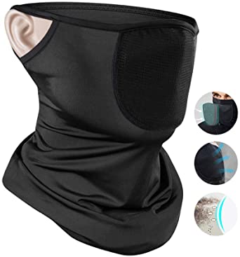 Evershop Reusable Face Bandanas with Filter Silk Neck Gaiter Face Scarf Mask-Dust Sun Protection