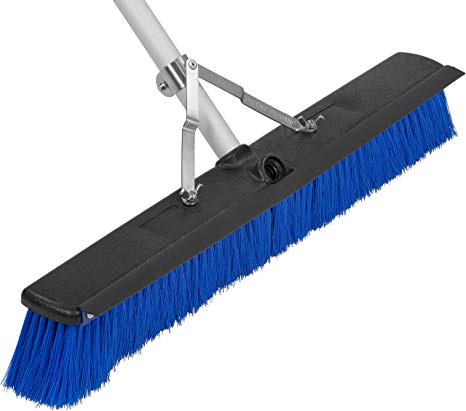 Carlisle 3621962414 Sweep Complete Aluminum Handle Floor Sweep with Squeegee, Plastic Bristles, 24" Length, 3" Bristle Trim, Blue