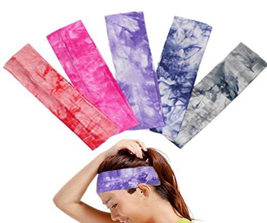Running Headbands OKPOW Women Elastic Sweatband Headbands Assorted Colors Yoga Headband Sports headbands