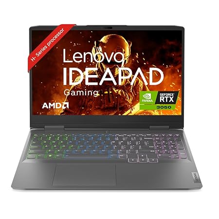 Lenovo IdeaPad Gaming 3 AMD Ryzen 5 6600H 15.6" (39.62cm) FHD IPS 120Hz Gaming Laptop (8GB/512GB SSD/Win 11/NVIDIA RTX 3050 4GB/RGB Keyboard/Alexa/3 Month Game Pass/Onyx Grey/2.32Kg), 82SB00V4IN