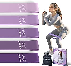 Resistance Loop Exercise Bands, Resistance Bands Exercise Bands for Home Fitness, Stretching, Strength Training, Physical Therapy,Elastic Workout Bands for Women Men Kids, Set of 5