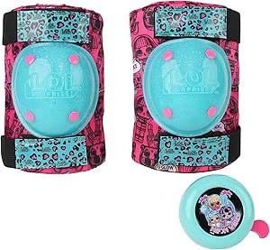 LOL Surprise Signature Series Protective Knee Pads & Elbow Pads for Kids Bike, Skateboard, Scooter with Bonus Bell, for Ages 5