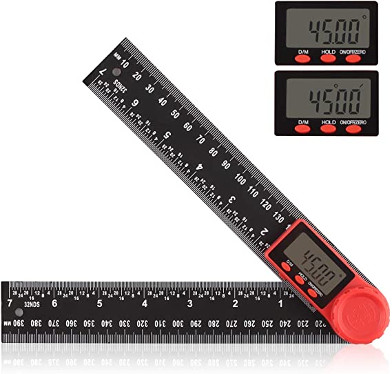 Digital Angle Ruler, 2 in 1 Digital Angle Finder Ruler Protractor, Digital Angle Gauge with LCD Display, 360°Measuring Tools, Metric and Imperial Systems, Carpentry Construction Maintenance (200mm)