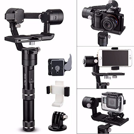 Zhiyun Crane M 3-Axis Stabilizer Gimbal for All Sports Cameras & All Smartphones & Sony black magic series DC & Panasonic Lumix DMC & a few Mirrorless Cameras with EACHSHOT Quick Release & Phone Clamp