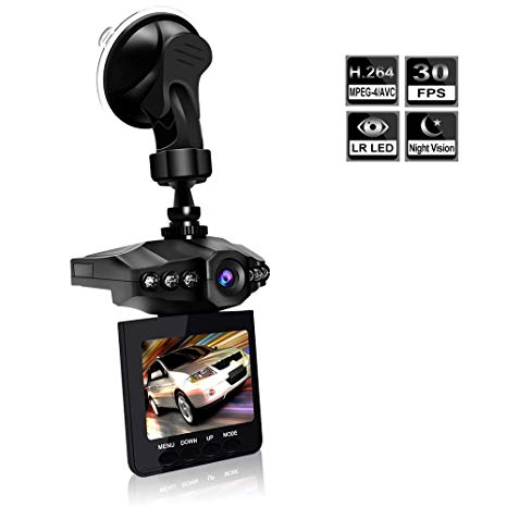 Dash Cam, Car Dash Cam, 2.5" Wide Angle Car Driving Recorder Dashboard Camera, Car DVR Vehicle Dash Cam with Night Mode, WDR, Loop Recording