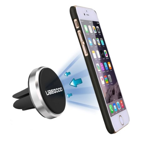Car Mount , Ubegood [Car Holder] Universal Air Vent Magnetic Car Mount Holder Cradle for iPhone/Samsung/HTC/Google Nexus/MP3 Player and other smartphones (Silver)