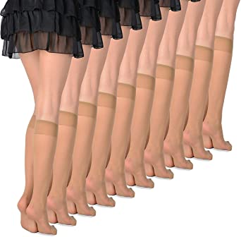 Women's 10 Pairs Knee High Pop Socks 20 Denier by Romartex