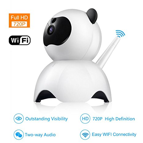 LEMFO IP Camera , 720P HD Home Baby Monitor WiFi Wireless Security Surveillance Network Camera Night Vision Motion Alarm with SD Card Pan Tilt Zoom (White 720P)