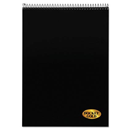 TOPS Docket Gold Project Planner, 8-1/2" x 11-3/4", Top-Wire Bound, Project Rule, Black Cover, 70 Sheets (63753)
