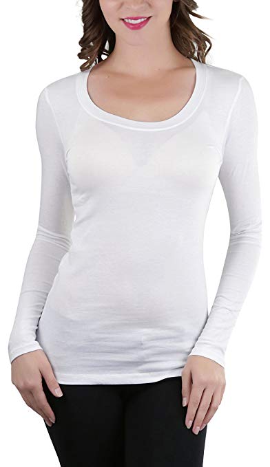 ToBeInStyle Womens' Basic Long Sleeve Scoop Neck T-Shirt