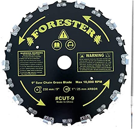 Forester Chainsaw Tooth 9" Brush Blade with 3/16" Round File 2 Piece Bundle. (Improved-New-(Blade and 1 File))