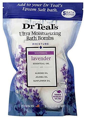 5-Count Ultra Moisturizing Bath Bombs in Lavender with Essential Oils, Repair Damaged Skin
