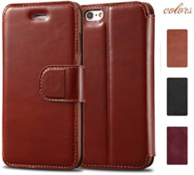 iPhone 6/6s Plus Leather Case, Acluxs Genuine Cow Leather Wallet Case for Apple Smartphone Leather Cover Wearable Snugly Folio Stand Style 100% Handmade Ultra Slim (Brown)