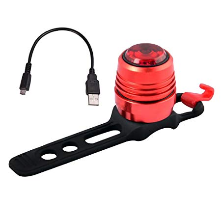 Baiyu Aluminum USB Rechargeable LED Bike Bicycle Cycling Front Rear Tail Helmet Safety Flashing Waterproof Safety Warning Light Lamp,Red light,(Red)